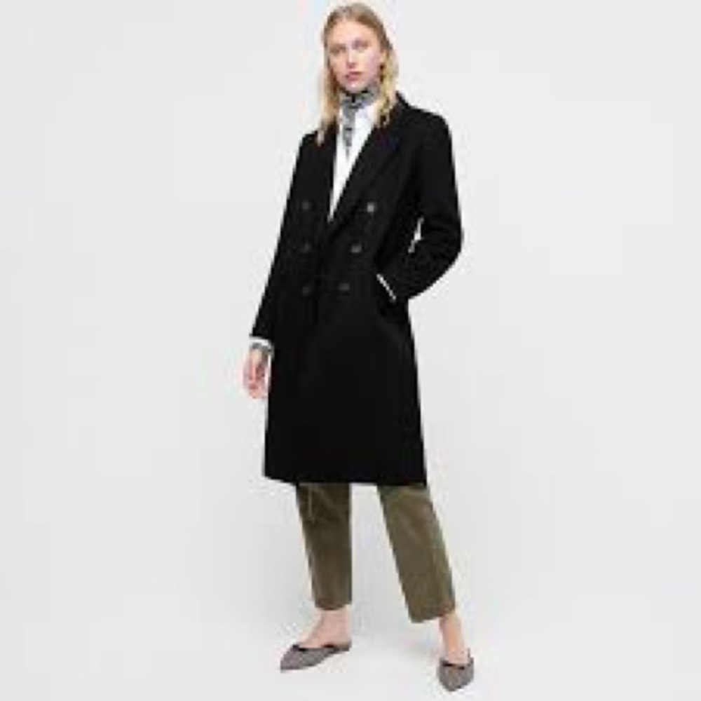 J. Crew wool cashmere double breasted topcoat black size 2